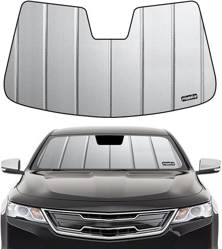 Windshield Sun Shade for 2014-2020 Chevrolet Impala,2-in-1 Reflective Sun Shade,Silver for Summer, Black for Winter in Saudi Arabia