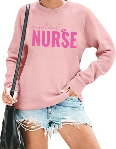 Registered Nurse Sweatshirt for Women School Nurse Life Pullover Nursing Student Tops Long Sleeve Tee in Saudi Arabia