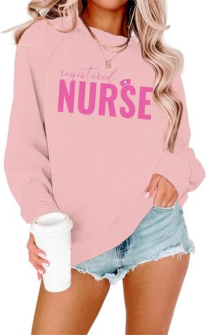 Registered Nurse Sweatshirt for Women School Nurse Life Pullover Nursing Student Tops Long Sleeve Tee in Saudi Arabia