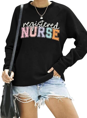 Registered Nurse Sweatshirt for Women School Nurse Life Pullover Nursing Student Tops Long Sleeve Tee in Saudi Arabia