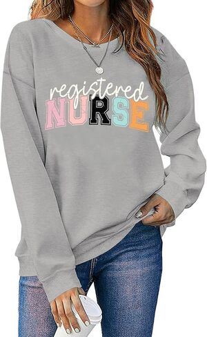 Registered Nurse Sweatshirt for Women School Nurse Life Pullover Nursing Student Tops Long Sleeve Tee in Saudi Arabia