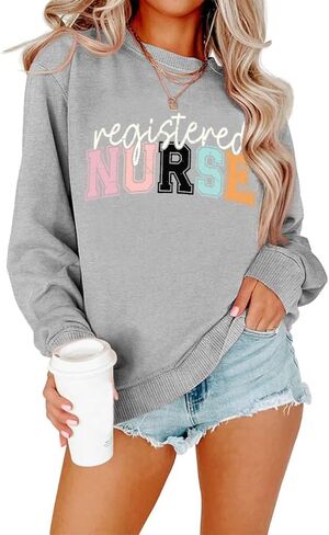 Registered Nurse Sweatshirt for Women School Nurse Life Pullover Nursing Student Tops Long Sleeve Tee in Saudi Arabia