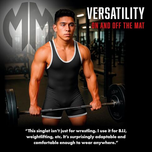 Matman U.S.A. The Edge Old School Men's Boy's Wrestling Singlet (Black/White, 3X-Large) in Kuwait