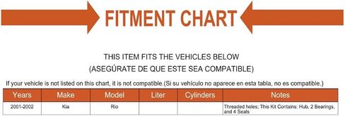 Replacement Front Wheel Hub Repair Kit Mechanics Choice for 2001-2002 Kia Rio in Saudi Arabia