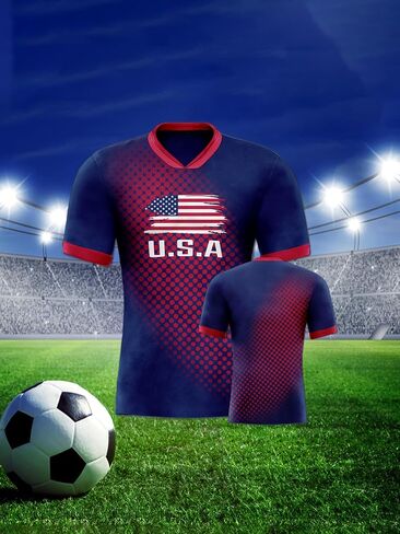 Men's Soccer Jersey Flag Polka Dot Pattern Uniforms Fashion Shirts Gifts for Soccer Fans Men M in Saudi Arabia