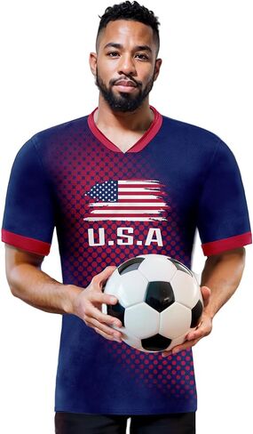 Men's Soccer Jersey Flag Polka Dot Pattern Uniforms Fashion Shirts Gifts for Soccer Fans Men M in Saudi Arabia
