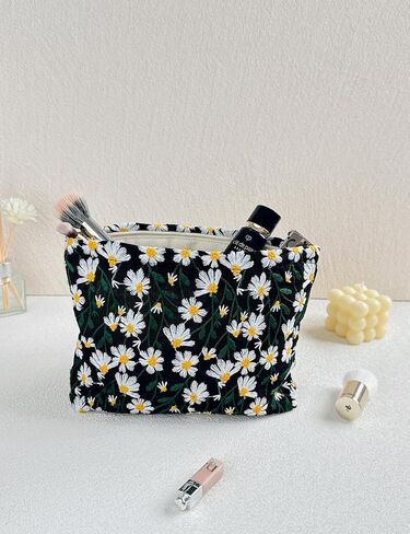 2 Pcs Makeup Bags, Large Cosmetic Bag Travel Toiletry Bag Organizer for Women, Embroidery Craft, Floral Makeup Bag Small Cosmetic Pouch Purse with Zipper Gifts for Girls Teen in Saudi Arabia