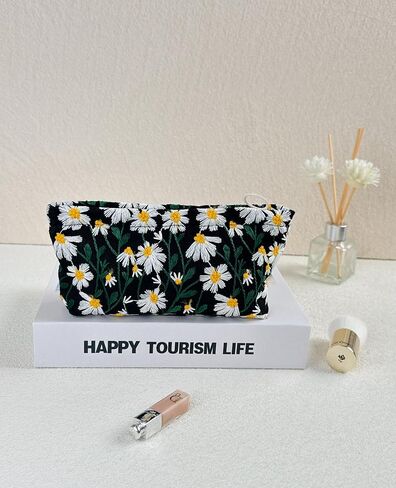 2 Pcs Makeup Bags, Large Cosmetic Bag Travel Toiletry Bag Organizer for Women, Embroidery Craft, Floral Makeup Bag Small Cosmetic Pouch Purse with Zipper Gifts for Girls Teen in Saudi Arabia