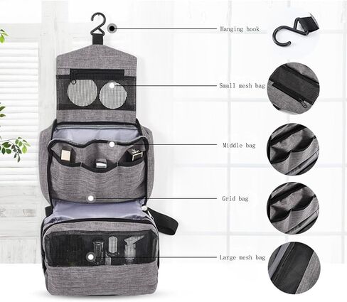 Travel toilet bag is used to store toiletries, with a large capacity storage hanging toilet bag (Gray) in Saudi Arabia