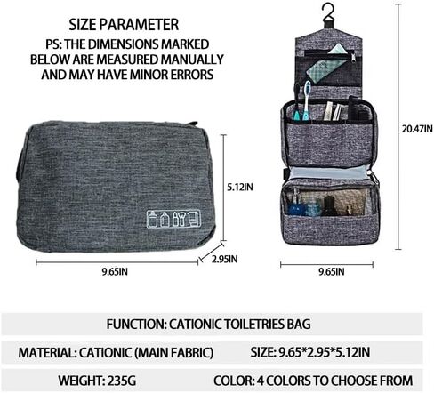 Travel toilet bag is used to store toiletries, with a large capacity storage hanging toilet bag (Gray) in Saudi Arabia