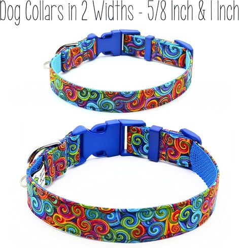 دوامات مخدرة القط أو طوق هريرة - ملون - قوس قزح - هندسي - 3/8 بوصة - أحجام - مشبك أمان منفصلان - مصنوع يدويًا بواسطة مطبخ جوز أخضر in Kuwait