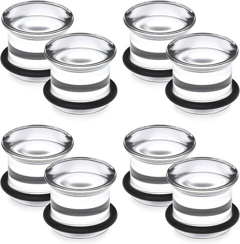 14G-12mm Solid Acrylic Clear Opalite/Black Gauges for Ears Plugs with O-Rings Single Flare Gauges Stretching Kit Ear Expander Piercing Jewelry for Women Men in Kuwait