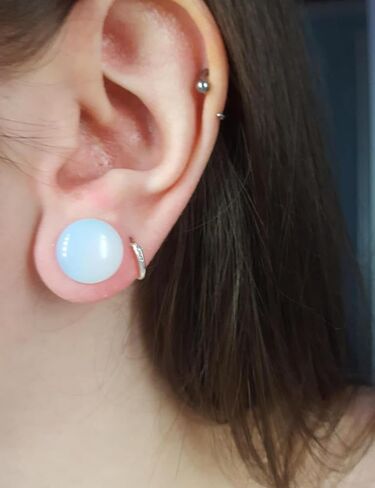 14G-12mm Solid Acrylic Clear Opalite/Black Gauges for Ears Plugs with O-Rings Single Flare Gauges Stretching Kit Ear Expander Piercing Jewelry for Women Men in Kuwait