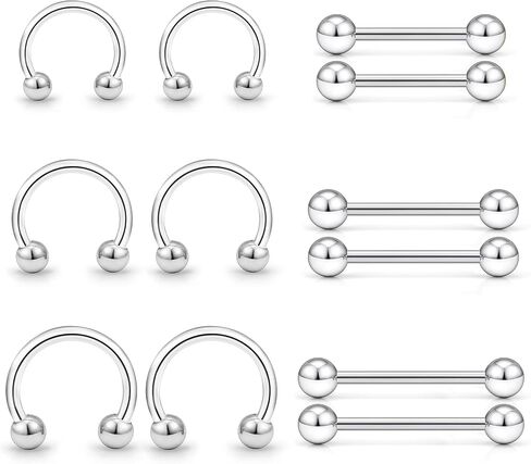 14G 16G 12G Nipple Piercings Tongue Rings Internally Threaded Hypoallergenic 316L Surgical Steel Nipple Hoops Tongue Barbell Piercing Jewelry for Women Men 12mm 14mm 16mm 18mm in Saudi Arabia
