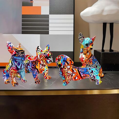 Graffiti Dachshund Dog Statue Sculpture Animal Art Figurine Home Decoration for Living Room Bedroom Book Shelf TV Cabinet Desk Top Decor Table Centerpieces Ornaments in Saudi Arabia