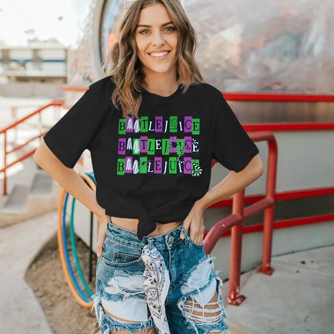 Halloween Shirt Women Funny Spooky Graphic T Shirt Casual Halloween Party Tee Tops in Saudi Arabia