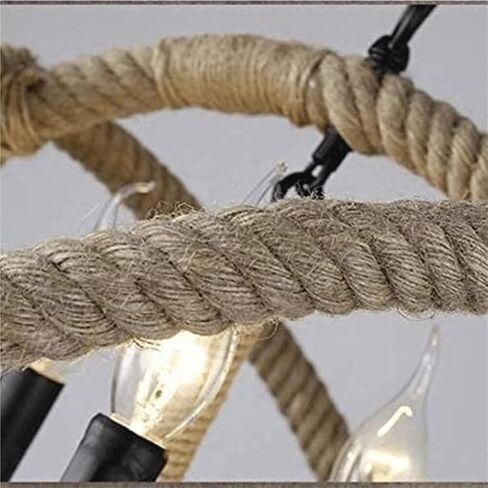 3-Light ريفي حبل قلادة ضوء، الثريا الجرم السماوي الصناعية مع سلسلة قابلة للتعديل، نمط المزرعة معلقة مصباح غلوب لغرفة المعيشة، غرفة الطعام، مدخل، دور علوي in Kuwait
