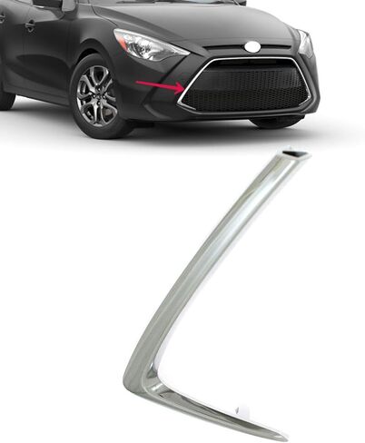 JX RACING · الأداء · الملحقات حواف الشبكة الأمامية المتوافقة مع Toyota Yaris/Yaris IA/Scion Sedan 2016 2017 2018 2019 2020 حواف جانبية للشواية الأمامية من الكروم جانب الركاب (يمين) in Kuwait