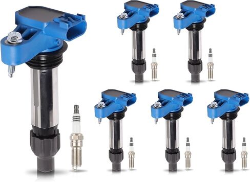 ENA Pack 6 Red Ignition Coil with 6 Iridium Spark Plug 3.6 V6 2010 2012 2013 2014 2015 2016 Compatible with Buick Chevy Cadillac Malibu Allure Enclave ATS CTS SRX STS Camaro Impala for UF569 5263 in Saudi Arabia