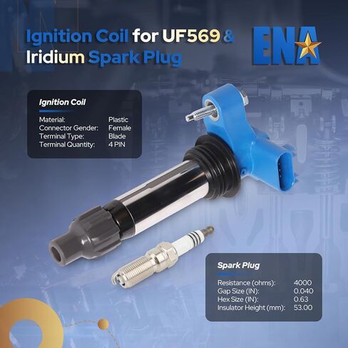 ENA Pack 6 Red Ignition Coil with 6 Iridium Spark Plug 3.6 V6 2010 2012 2013 2014 2015 2016 Compatible with Buick Chevy Cadillac Malibu Allure Enclave ATS CTS SRX STS Camaro Impala for UF569 5263 in Saudi Arabia