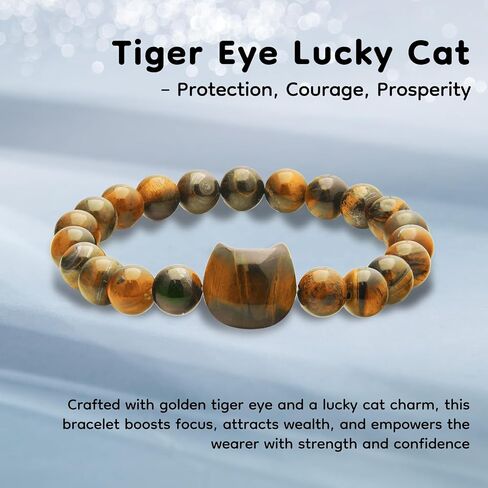 Lucky Cat Charm Bracelet for Women – Black Obsidian Beaded Bracelet for Money Attraction, Good Luck & Protection – Spiritual Feng Shui Jewelry Gift in Saudi Arabia