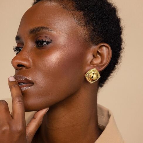 Chunky Gold Earrings for Women,14k Gold Plated Earrings for Women Statement Geometric Dangle Drop Earrings Minimalist Gold Stud Earrings Hypoallergenic Irregular Earrings for Women Trendy Jewelry Gift in Saudi Arabia