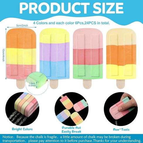 12 PCS Ice Cream Sidewalk Chalk Bulk Bulk Multicalor Multicalor Sidwalk Chalk Paint Party Favors للأطفال البالغين المرحين في ملعب الصيف في الهواء الطلق اللوحة على السبورة السبورة in Saudi Arabia
