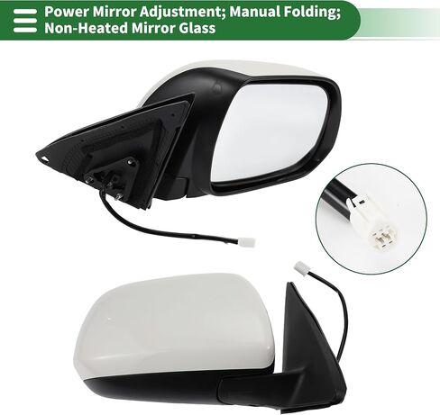 Motoforti Right Passenger Side Door Mirror Replacement Side View Mirror Assembly for Toyota Highlander 2008-2013 No.879100E072/8791048341/8791048340 White Non-Heated Mirror Glass in Saudi Arabia