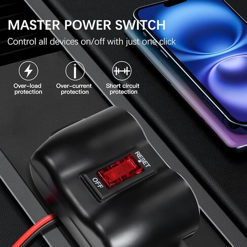 مقبس ولاعة سجائر مزدوج بمنفذ USB 12 فولت مع مفتاح طاقة، شاحن سيارة بمنفذ USB PD3.0 USB C وQC3.0 مع الفولتميتر، محول مخرج طاقة 12 فولت لعربة الجولف للقوارب البحرية والشاحنات البحرية RV UTV in Kuwait