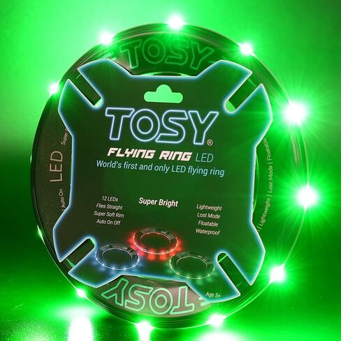 TOSY Flying Ring - 16 Million Color RGB or 12 LEDs, Super Bright, Lost Mode, Auto Light Up, Safe & Soft, Waterproof, Lightweight Frisbee, Birthday, Camping & Outdoor/Indoor Gift Toy for Boy/Girl/Kid in Kuwait