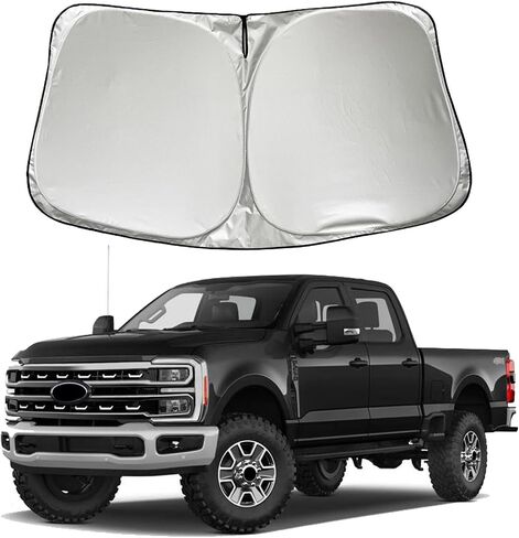 مظلة شمسية للزجاج الأمامي للسيارة متوافقة مع Ford F250 F-250 F350 F450 Super Duty 2026 2025 2024 2023 2022 2021 2020-2017، حاجب شمسي للنافذة الأمامية للسيارة قابل للطي in Saudi Arabia