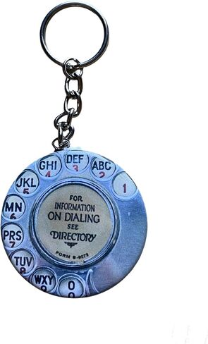 سلسلة مفاتيح بقرص هاتف عتيق - حلقة مفاتيح هاتف دوارة - حامل مفتاح هاتف دوار للحنين - هدية فريدة لهواة جمع الهالوين والأصدقاء والعائلة وزملاء المنزل ومفتاح السيارة in Kuwait