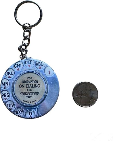 سلسلة مفاتيح بقرص هاتف عتيق - حلقة مفاتيح هاتف دوارة - حامل مفتاح هاتف دوار للحنين - هدية فريدة لهواة جمع الهالوين والأصدقاء والعائلة وزملاء المنزل ومفتاح السيارة in Kuwait