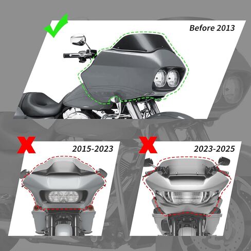 مجموعة XMT-MOTO الأمامية العلوية والخارجية الداخلية مناسبة لدراجة Harley Davidson Touring Road Glide FLTR 1993-2013 باللون الأسود اللامع in Kuwait