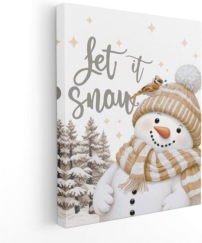 Let It Snow Blue Snowman Winter Wall Art Poster, Blue Snowman Decor, Rustic Winter Christmas Xmas Pictures Wall Decor for Home Living Room Bedroom, 11x14 Inch Framed in Saudi Arabia