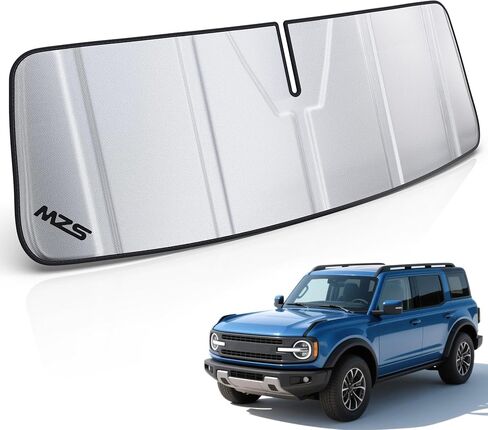 MZS Windshield Sun Shade Compatible with Bronco 2/4 Door 2021-2025, Foldable Truck Sun Shade Shield with Storage Pouch, Front Window Visor Sunshade Accessories for Interior Protector in Saudi Arabia