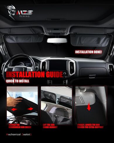MZS Windshield Sun Shade Compatible with Bronco 2/4 Door 2021-2025, Foldable Truck Sun Shade Shield with Storage Pouch, Front Window Visor Sunshade Accessories for Interior Protector in Saudi Arabia