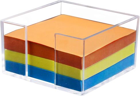Acrylic Sticky Note Holder - 3 x 3 Sticky Note Dispenser with 4 Sets of Colored Sticky Notes for Office and Home Desktop Organizer in Kuwait