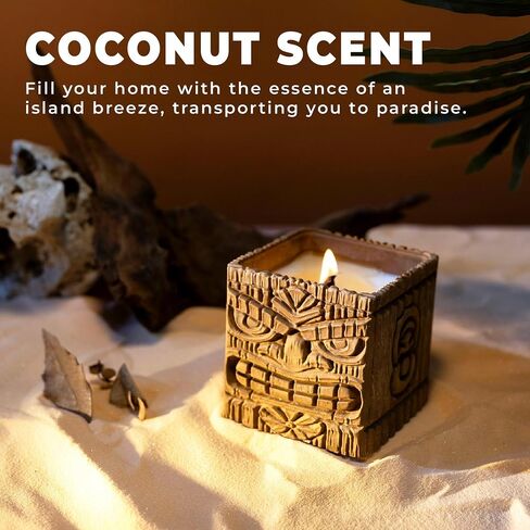 Mana Mood Sunset Island Scented Candles, Coconut & Pineapple, 9oz Large Wood Wick Candle, Soy Wax Table Torch, 60 Hours of Burn Time, Ideal Holiday Gifts for Men and Women, Perfect Summer Fragrance. in Saudi Arabia