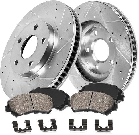 أجزاء فرامل Callahan CDS07449 دوارات فرامل ممتازة مشقوقة أمامية + وسادات فرامل سيراميك لسيارة Honda Odyssey 2018 2019 in Saudi Arabia