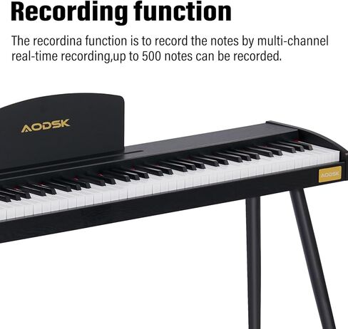 AODSK Digital Piano 88 Key Full Size Weighted Keyboard Solid Wood Frame for Beginners with Sheet Music Stand Triple Pedal Power Adapter in Kuwait