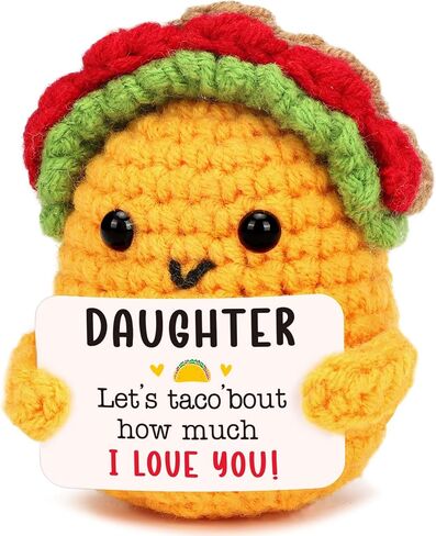 Mini Emotional Taco Support Positive Crochet Animals Funny Taco Christmas Birthday Gifts for Women Mom Daughter Sister Friend Inspirational Gifts Handmade Knitted Taco Cute Christmas Stocking Stuffer in Saudi Arabia