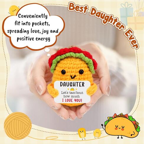 Mini Emotional Taco Support Positive Crochet Animals Funny Taco Christmas Birthday Gifts for Women Mom Daughter Sister Friend Inspirational Gifts Handmade Knitted Taco Cute Christmas Stocking Stuffer in Saudi Arabia