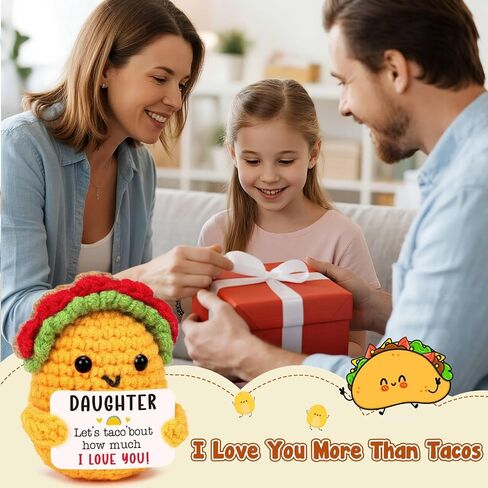 Mini Emotional Taco Support Positive Crochet Animals Funny Taco Christmas Birthday Gifts for Women Mom Daughter Sister Friend Inspirational Gifts Handmade Knitted Taco Cute Christmas Stocking Stuffer in Saudi Arabia