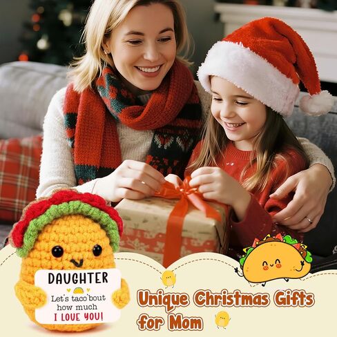 Mini Emotional Taco Support Positive Crochet Animals Funny Taco Christmas Birthday Gifts for Women Mom Daughter Sister Friend Inspirational Gifts Handmade Knitted Taco Cute Christmas Stocking Stuffer in Saudi Arabia