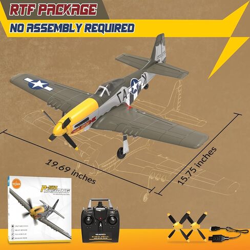 LEAMBE 4 Channel RC Plane, Ready to Fly Aerobatic Aircraft, Easy Control for Beginners, P51 Mustang RC Airplane Best Gift for Adults in Kuwait