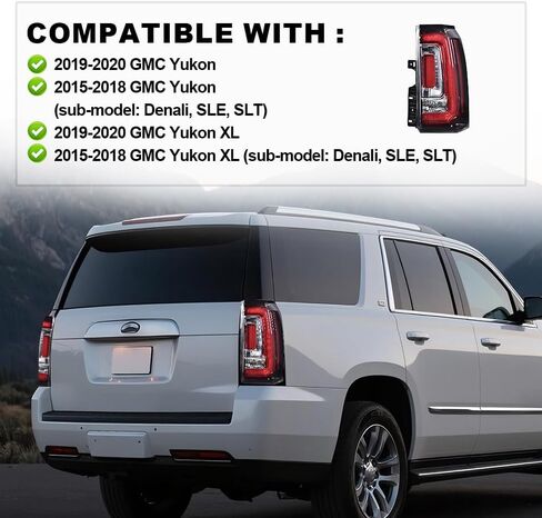 PIT66 LED Tail Lights Rear Light Lamp Assembly Compatible with GMC Yukon,Yukon XL 2019 2020/Compatible with GMC Yukon,Yukon XL 2015 2016 2017 2018 (submodel: Denali, SLE, SLT) Passenger Side in Saudi Arabia