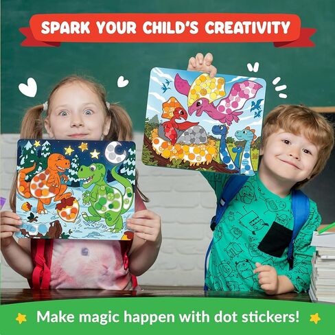 Funcils Dot Art Activity - Unicorn & Princess Sticker Kit, Toddler Art & Craft Supplies for Kids, Birthday Gifts for Boys & Girls Ages 3, 4, 5, 6, 7 Year Old - Kids Travel Toys, Airplane Must Have in Kuwait