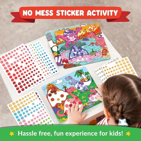 Funcils Dot Art Activity - Unicorn & Princess Sticker Kit, Toddler Art & Craft Supplies for Kids, Birthday Gifts for Boys & Girls Ages 3, 4, 5, 6, 7 Year Old - Kids Travel Toys, Airplane Must Have in Kuwait