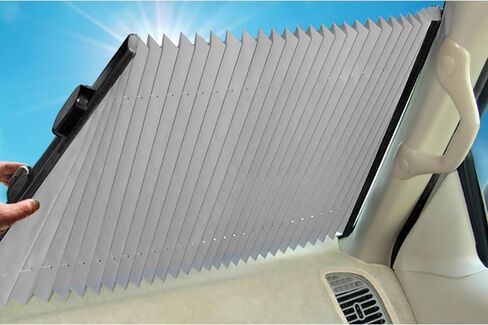 Dash Designs, Inc.Retractable 25 Inches Windshield Sunshade for Ford E-350 Super Duty|2000-2023 (Silver) in Saudi Arabia